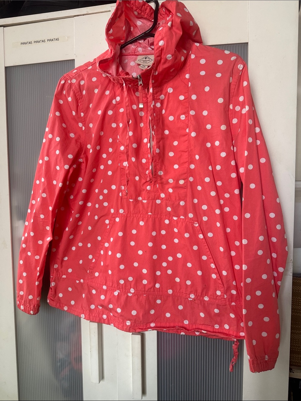 St. John's Bay Coral Pink Polka Dot Hooded Anorak
